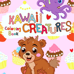 Kawaii Creatures (Cuki lényecskék) Színező-lap (1db) , Művészet, Grafika & Illusztráció, Fotó, grafika, rajz, illusztráció, Meska