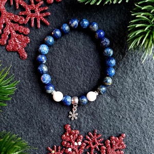 Lapis lazuli hópihés karkötő , Ékszer, Karkötő, Karkötő medállal, Csomózás, Ékszerkészítés, MESKA