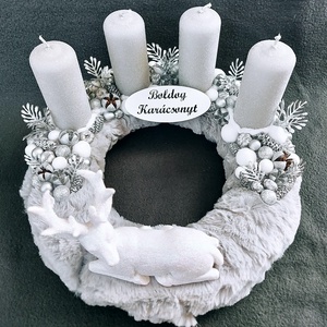 Ezüst adventi koszorú  - karácsony - adventi díszek - adventi koszorú - Meska.hu