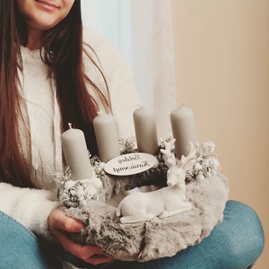 Ezüst adventi koszorú  - karácsony - adventi díszek - adventi koszorú - Meska.hu