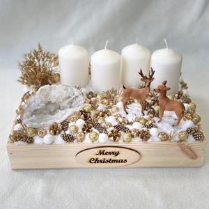 Geódás arany adventi koszorú - karácsony - adventi díszek - adventi koszorú - Meska.hu