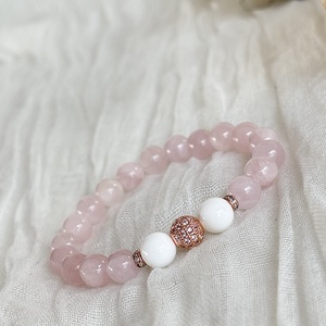 rózsakvarc karkötő kagylóval - ékszer - karkötő - ásványkarkötő - Meska.hu