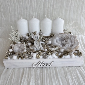 Geódás pezsgő színű adventi koszorú, Karácsony, Adventi díszek, Adventi koszorú, Virágkötés, MESKA