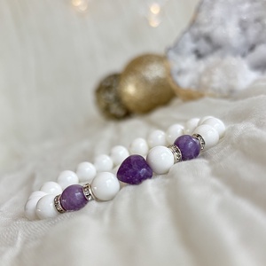 Kagyló karkötő Lepidolit ásvánnyal  - ékszer - karkötő - ásványkarkötő - Meska.hu Kagyló karkötő Lepidolit ásvánnyal  - ékszer - karkötő - ásványkarkötő - Meska.hu