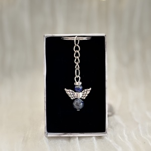 Angyalkás lapis lazuli kulcstartó - táska & tok - kulcstartó & táskadísz - kulcstartó - Meska.hu