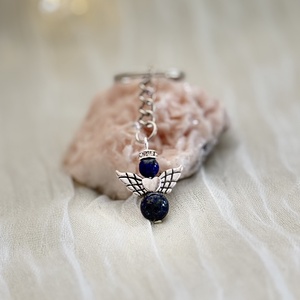 Angyalkás lapis lazuli kulcstartó - Meska.hu