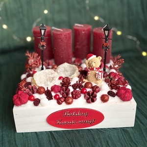 Geódás piros adventi koszorú, Karácsony, Adventi díszek, Adventi koszorú, Virágkötés, MESKA