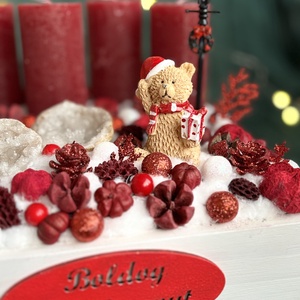 Geódás piros adventi koszorú - karácsony - adventi díszek - adventi koszorú - Meska.hu