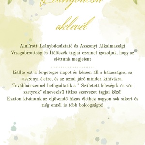 Leánybúcsú oklevél- olasz stílusú - Meska.hu