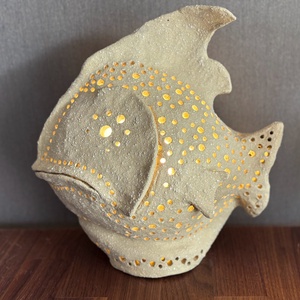 Kerámia hangulat lámpa kőhatású hal - otthon & életmód - lámpa - hangulatlámpa - Meska.hu