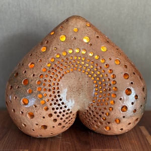 Kerámia lámpa fatűzes szív - otthon & életmód - lámpa - hangulatlámpa - Meska.hu