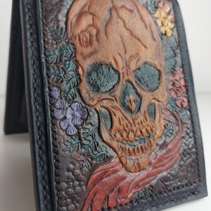 Marhabőr koponyás p�nzt�rca, Táska & Tok, Pénztárca & Más tok, Dohánytasak & Szütyő, Bőrművesség, Festett tárgyak, MESKA