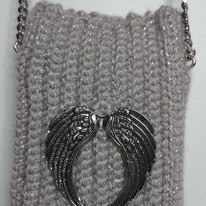 Horgolt ezüst színű telefontartó.  - otthon & életmód - tárolás & rendszerezés - asztali telefontartó - Meska.hu