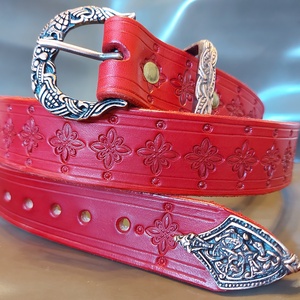 Marhabőr Piros Női öv  - esküvő - kiegészítők - öv & pánt - Meska.hu