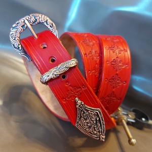 Marhabőr Piros Női öv  - esküvő - kiegészítők - öv & pánt - Meska.hu