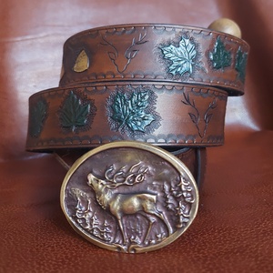 Marhabőr Szarvas csattos Uniszex öv  - esküvő - kiegészítők - öv & pánt - Meska.hu
