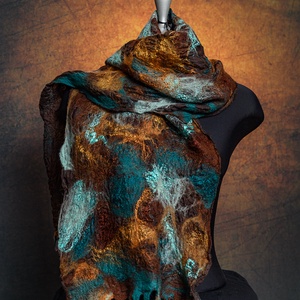 Selyem, gyapjú, nuno sál, nuno-nemez, Ruha & Divat, Sál, Sapka, Kendő, Sál, Nemezelés, MESKA