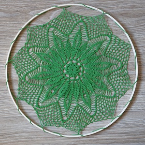 Zöld horgolt mandala 40 cm - otthon & életmód - dekoráció - fali és függő dekoráció - függődísz - Meska.hu