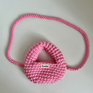 Cím: Lanka Kézműves Horgolt Mini Válltáska � Rózsaszín Crossbody - táska & tok - kézitáska & válltáska - vállon átvethető táska - Meska.hu
