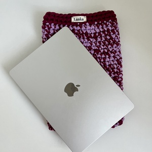 Lanka Kézműves Horgolt MacBook Tok � Bordó-Mályva Laptop Sleeves - Meska.hu