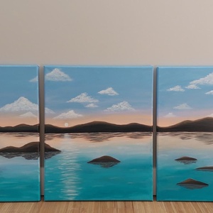 Három részes táj festmény, Művészet, Festmény, Akril, Festészet, MESKA