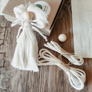 Csináld magad! Makramé angyal  autódísz természetes anyagokból, ajándék Valentin napra, DIY (Csináld magad), Egységcsomag, Csomózás, Mindenmás, MESKA