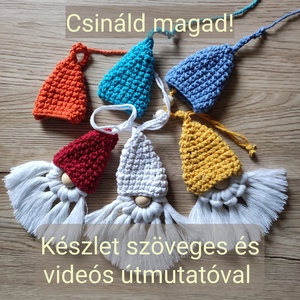 Csináld magad! 4 karácsonyi manó, skandináv stílusú karácsonyfadísz, saját készítésű autódísz, DIY csomag gyerekeknek, DIY (Csináld magad), Egységcsomag, Csomózás, Mindenmás, MESKA