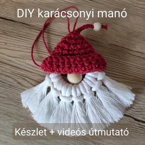 DIY csomag gyerekeknek, Csináld magad! Makramé karácsonyi manó, karácsonyfadísz, autódísz,  - Meska.hu