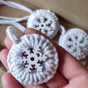 4 DIY hópelyhes karácsonyfadísz, könnyen elkészíthető makramé koszorú - diy (csináld magad) - egységcsomag - Meska.hu