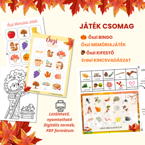 30+ oldal ŐSZI foglalkoztató és családi játék csomag (Memória, Bingo, Bakancslista, Kincskereső)  - játék & sport - készségfejlesztő és logikai játék - oktató játékok - Meska.hu