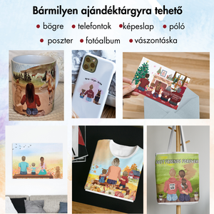 Egyedi családi portré - illusztáció többszáz variációban - bármilyen alkalomra - művészet - grafika & illusztráció - digitális - Meska.hu