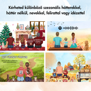 Egyedi családi portré - illusztáció többszáz variációban - bármilyen alkalomra - művészet - grafika & illusztráció - digitális - Meska.hu