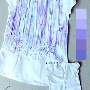 Művészet amit viselhetsz. Szabad kézzel festett nő rövid ujjú ing - ruha & divat - női ruha - blúz - Meska.hu