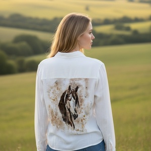  Kézzel festett nő lovas ing. Művészet amit viselhetsz. - Meska.hu