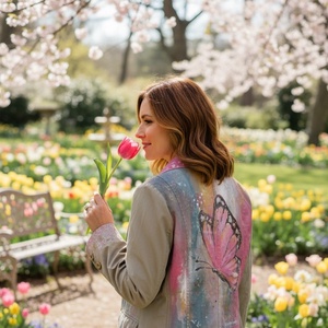  Kézzel festett nő pillangós vékony kabátka. Művészet amit viselhetsz. - ruha & divat - női ruha - kabát - Meska.hu