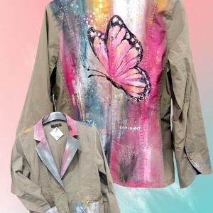  Kézzel festett nő pillangós vékony kabátka. Művészet amit viselhetsz. - Meska.hu