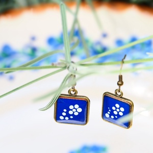Kékfestő mintás tűzzománc fülbevaló - ékszer - fülbevaló - lógó fülbevaló - Meska.hu Kékfestő mintás tűzzománc fülbevaló - ékszer - fülbevaló - lógó fülbevaló - Meska.hu