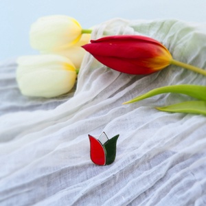 Trikolor kokárda tulipán bross kitűző, Ékszer, Kitűző és Bross, Kitűző, Fémmegmunkálás, Tűzzománc, MESKA