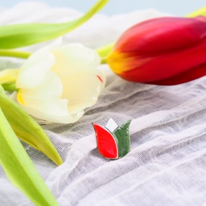 TŰZZOMÁNC Tulipán trikolor bross, kitűző, kokárda, magyar, Ékszer, Kitűző és Bross, Kitűző, Fémmegmunkálás, Tűzzománc, MESKA