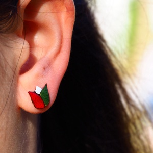 TŰZZOMÁNC Tulipán trikolor fülbevaló, kokárda, magyar -  - Meska.hu