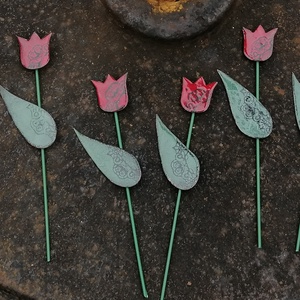 Szálas tulipán - tűzzománc, Otthon & Életmód, Dekoráció, Dísztárgy, Fémmegmunkálás, Tűzzománc, MESKA