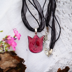 Rózsaszín tűzzománc tulipán medál - violin kulccsal - szatén láncon - ékszer - nyaklánc - medálos nyaklánc - Meska.hu Rózsaszín tűzzománc tulipán medál - violin kulccsal - szatén láncon - ékszer - nyaklánc - medálos nyaklánc - Meska.hu