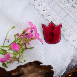 TŰZZOMÁNC Tulipán bross, violinkulcs - ékszer - kitűző és bross - Meska.hu TŰZZOMÁNC Tulipán bross, violinkulcs - ékszer - kitűző és bross - Meska.hu