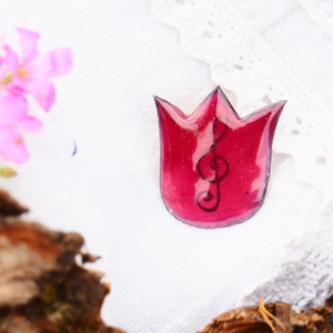 TŰZZOMÁNC Tulipán bross, violinkulcs - Meska.hu