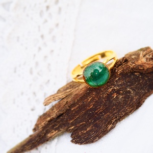 Tűzzománc gyűrű - zöld - Meska.hu