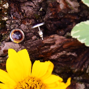 Bedugós fülbevaló - tűzzománc - padlizsán lila (márványos) - ékszer - fülbevaló - pötty fülbevaló - Meska.hu