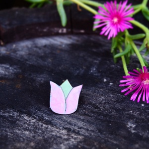 Tulipán bross, kitűző - tűzzománc  - ékszer - kitűző és bross - Meska.hu