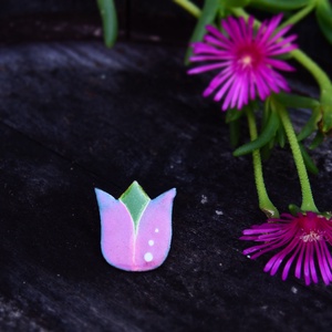 Tulipán bross, kitűző - tűzzománc  - ékszer - kitűző és bross - Meska.hu