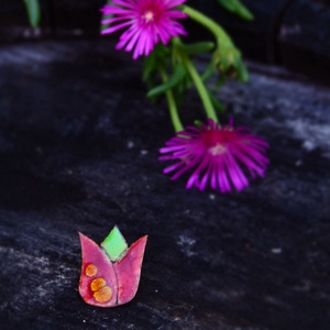 Tulipán bross, kitűző  - tűzzománc  - ékszer - kitűző és bross - Meska.hu