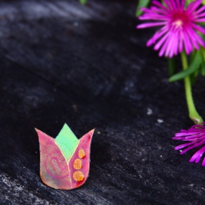 Tulipán bross, kitűző  - tűzzománc  - Meska.hu